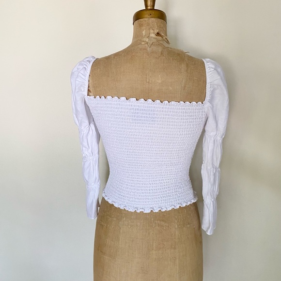 REFORMATION White Smocked Top | Size S/M - Picture 4 of 12